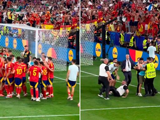 La absurda lesión que sufrió Álvaro Morata: un guardia de seguridad lo golpeó involuntariamente durante los festejos de España