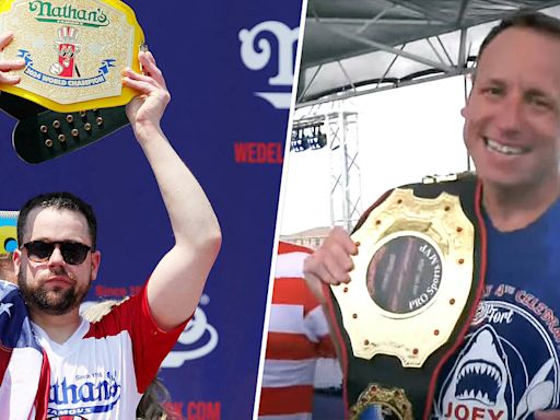 Joey Chestnut ate nearly the same number of hot dogs as Nathan’s contest winner in half the time