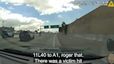 Dash cam video: LAPD officers pursue attempted murder suspect riding down freeway on bicycle