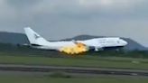 Moment Boeing passenger jet shoots FLAMES from engine in latest safety blunder