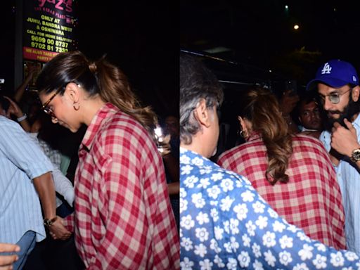 Ranveer Singh holds Deepika Padukone’s hand as they step out with family for south Indian dinner date. Watch