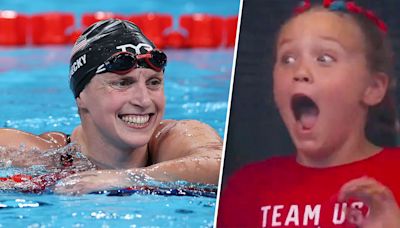 Young spectator goes through all the emotions watching Katie Ledecky's historic win