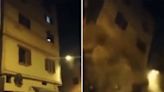 Terremoto en Marruecos: el momento en el que un edificio se derrumba a metros de un grupo de marroquíes