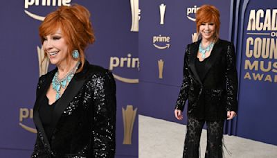 Reba McEntire Brings Country Glamour to ACM Awards 2024 in Transparent Lace Roberto Cavalli Look on the Red Carpet