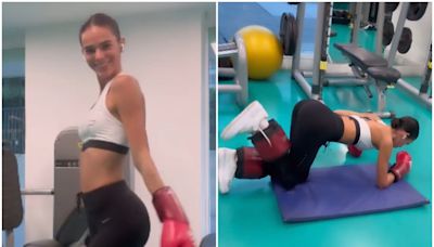 Bruna Marquezine pega firme em treino, e personal brinca: 'Do tapete vermelho pro fight'