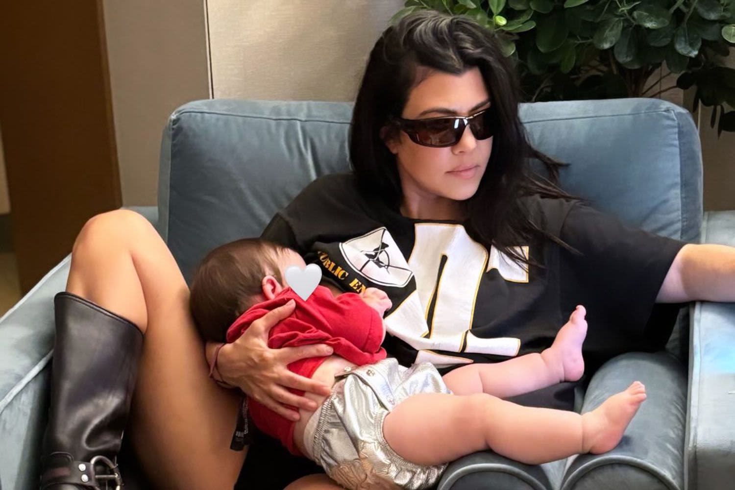 Kourtney Kardashian Shares Sweet Armchair Cuddle with Son Rocky in Cute New Photo