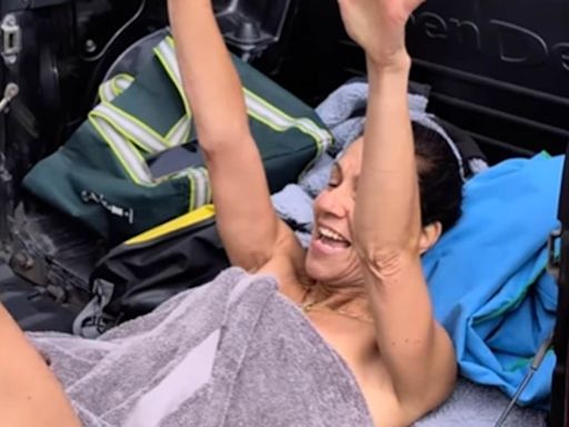 Julia Bradbury shares hilarious clip getting stuck in her wetsuit