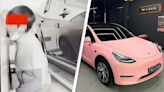 Couple shocked after discovering man having sex with their pink Tesla for three hours