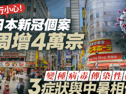 日本新冠個案1周增4萬宗！變種病毒傳染性極高 3症狀與中暑相似？