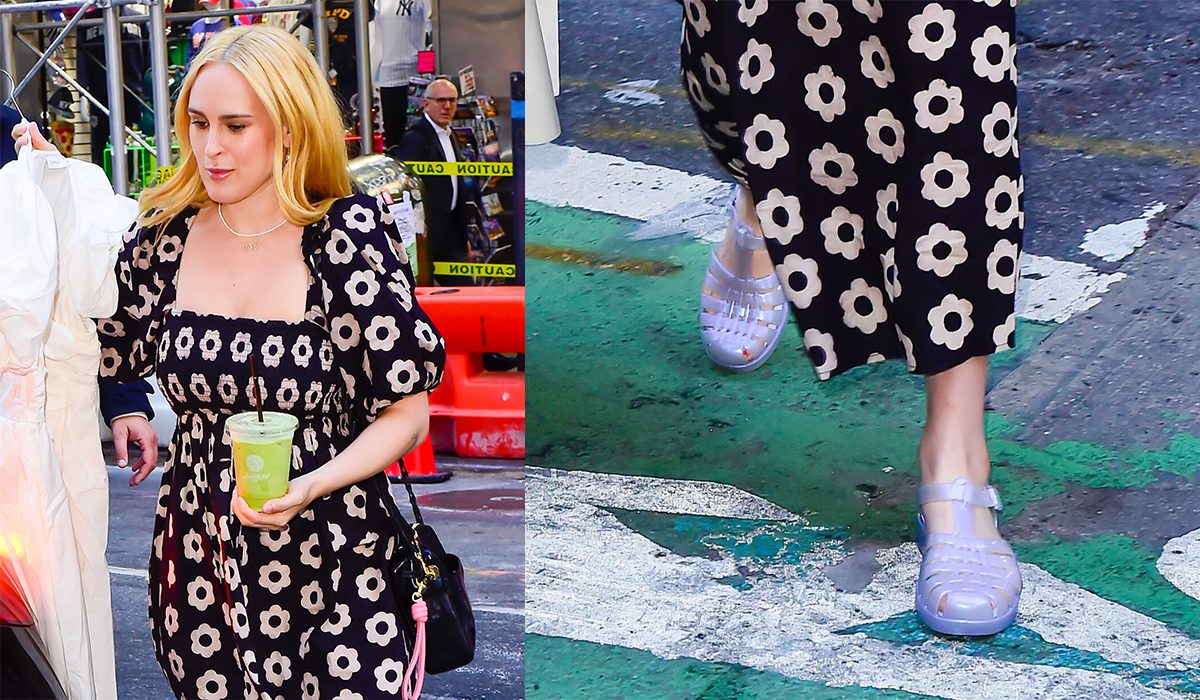 Rumer Willis Channels ’90s Trends With Melissa Jelly Sandals in New York City