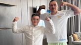 Ukrainian boxer Usyk meets 13-year-old boy before fight in Saudi Arabia, who lost father in the war