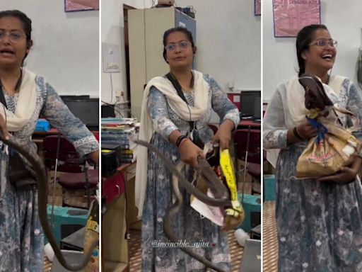 'What A Boss': Woman Catches Snake, Explains How...Handle Reptile While Holding It In Most Casual Manner; Video...