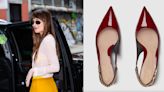 Dakota Johnson Keeps it Sleek and Chic in Gucci Signoria Slingback Pumps Between Filming ‘Materialists’ in New York