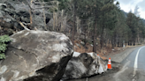 Watch Caltrans blast boulders to clear Highway 88 after rockfall