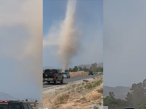 Massive dust devil spotted tearing through field in Southern California