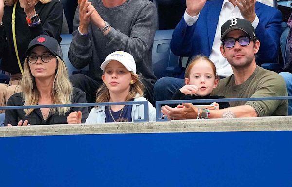 Emily Blunt and John Krasinski Make Rare Appearance with Daughters Hazel, 10, and Violet, 7, at US Open Women's Final