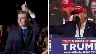 Barron Trump Makes Debut at His Father's Rally for President