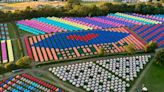 Aerial pic shows Glasto tents ready for 200k revellers amid 30C heatwave