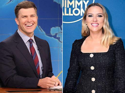 Colin Jost Tricked into Joking About Wife Scarlett Johansson During “SNL”'s Weekend Update Joke Swap