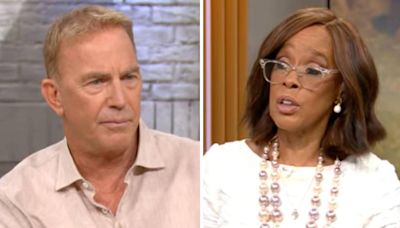 Gayle King awkwardly asks Kevin Costner to address 'Yellowstone' tension with Taylor Sheridan, saying the two men are "playing a game of 'whose is bigger'"