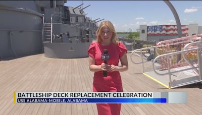 USS Alabama celebrates new teak deck