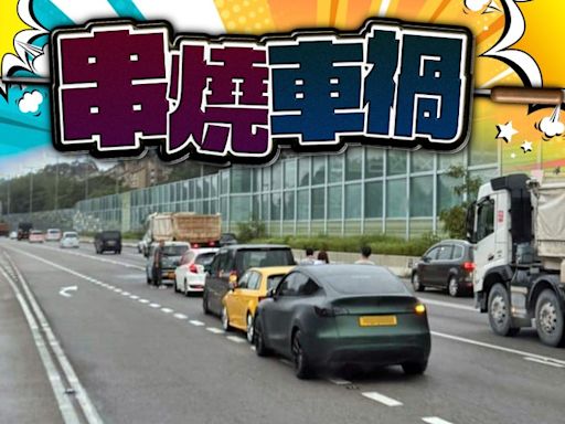 吐露港公路5私家車首尾相撞 往九龍交通受阻