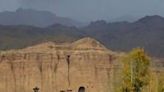 A view of the site where the Shahmama Buddha statue once stood before being destroyed by the Taliban in 2001, in Bamiyan province on October 15, 2023