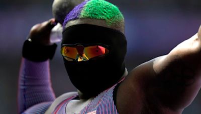 U.S. shot putter Raven Saunders wears a mask but is happy to be seen