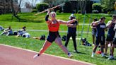 College scene: Javelin, a high jump bar and discus