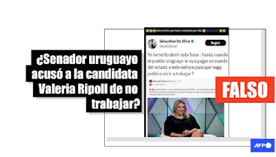 Es un montaje la publicación en X del senador uruguayo Da Silva criticando a Ripoll por no trabajar