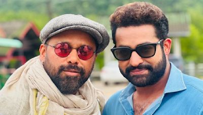 Devara: Jr NTR flaunts wide smile as he poses for PIC with choreographer Bosco Martis on film's set; latter expresses excitement