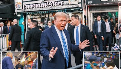 Trump vows to ‘straighten New York out’ while visiting bodega where clerk Jose Alba was hit with murder charge for stabbing an ex-con in self-defense