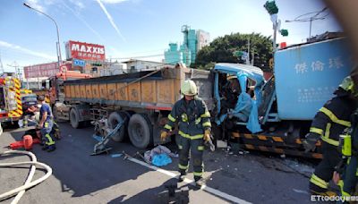 快訊／北市垃圾車撞上聯結車！車頭變形爛毀 駕駛送醫搶救中