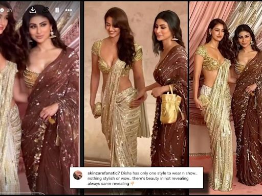 'Inappropriate sari styling for sangeet': Disha Patani, Mouni Roy walk hand-in-hand as they pose for paps; trolled for their sartorial choices
