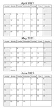 The Best 11 March April May June 2021 Calendar Printable - anytreeimage