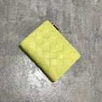 BV 經典編織對折短夾 零錢袋 檸檬黃色《精品女王全新&二手》