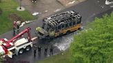 Video shows school bus in flames in New Jersey. Bus driver praised for getting students off safely