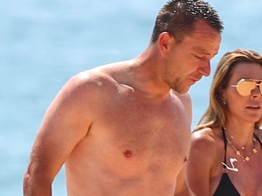 John Terry's wife Toni, 43, shows off her figure in a black bikini