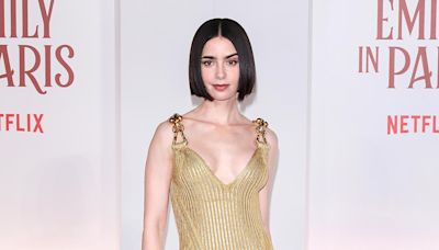 Lily Collins Glimmers in Gold at the ‘Emily in Paris’ Season 4 Part 2 Premiere in Rome