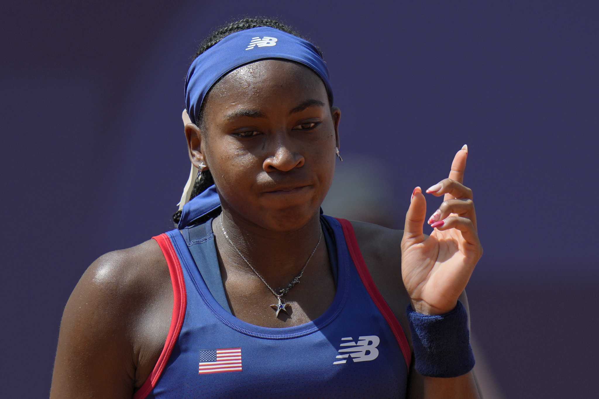 Coco Gauff loses an argument with the chair umpire and a match to Donna Vekic at the Paris Olympics