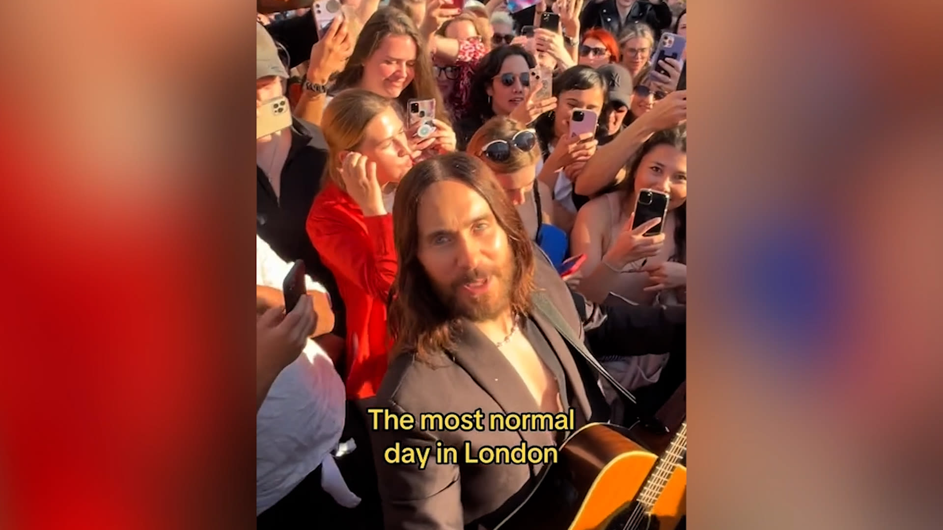 Jared Leto surprises Londoners with a singalong in Piccadilly Circus