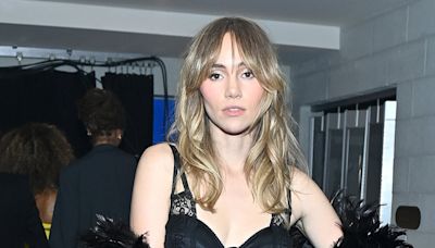 Suki Waterhouse wears a cut-out slip at Taylor Swift's VMAs party