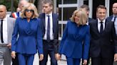 ...Brigitte Macron Puts Vibrant Twist on Political Party Colors Alongside President Emmanuel Macron for Election Voting in France