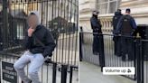 Moment brazen yob grabbed by armed police 'trying to sneak into Downing Street'