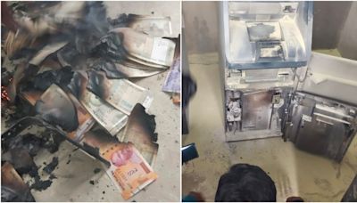 VIDEO: Thieves Burn ₹13.5 Lakh While Cutting ATM With Gas Cutter During Robbery Attempt