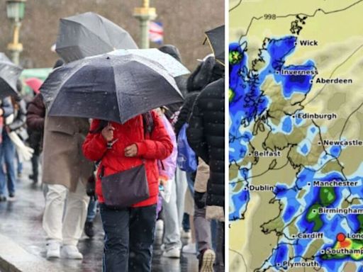 UK weather maps show exact date millions will be hit by 400-mile wall of rain