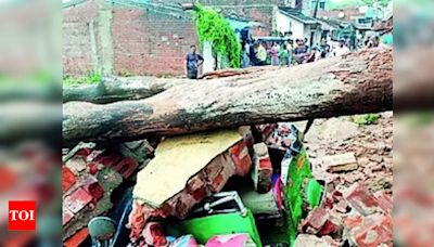 Compound wall collapses, one injured in Godhra due to heavy rain | Vadodara News - Times of India
