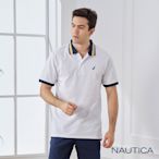 Nautica 男裝 素面休閒短袖POLO衫-白色