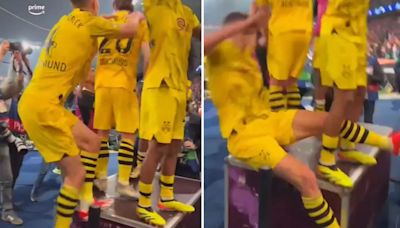 Watch Dortmund star completely stack it as celebration goes horribly wrong