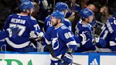 NHL points leader Kucherov has 2 goals, Vasilevskiy makes 28 saves as Lightning beat Blues 6-1